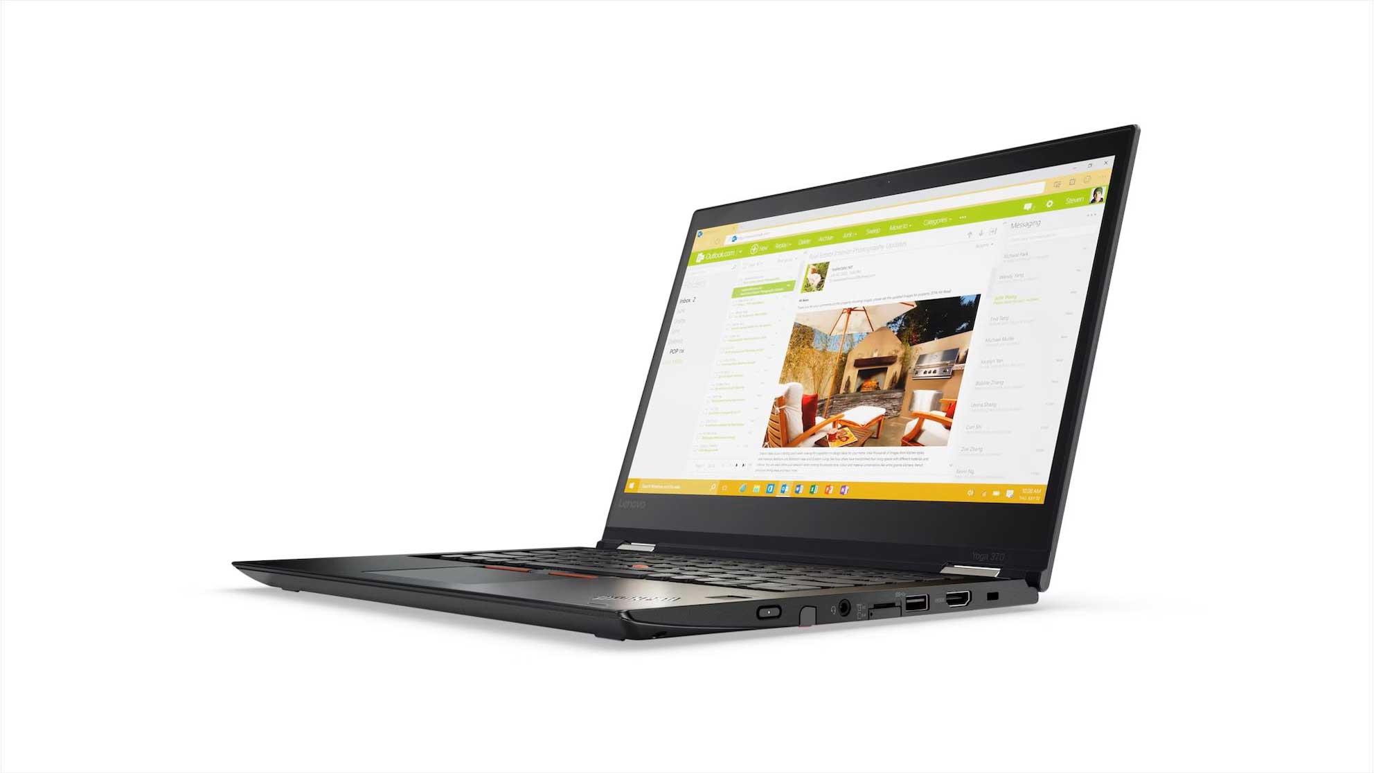 Lenovo Thinkpad Yoga Core i5 mit eingeschaltetem Display Aufnahme von rechts